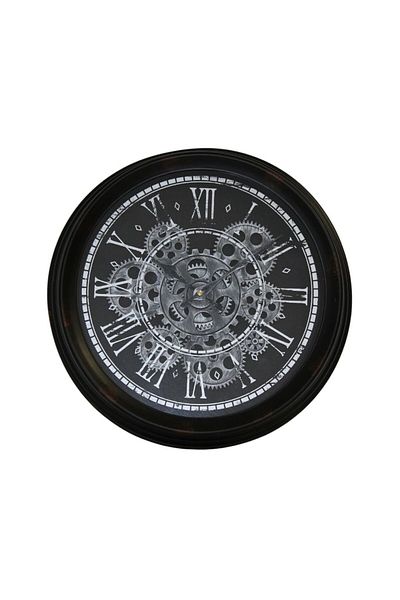 BM GİFT DESİGN Black silver wall clock 34cm
