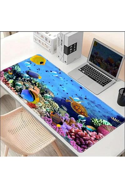sgeteknoloji 70X30 cm Aquarium Themed Non-Slip Base Speed Surface Gamer Mouse Pad Gaming