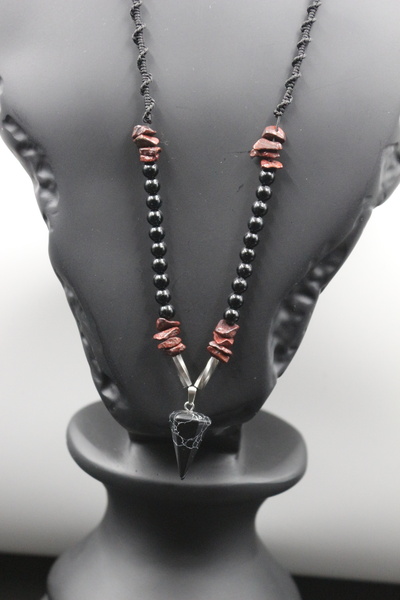 magıcgrange Obsidyen ve Kırmızı Granat  Doğaltaş   El Yapımı  özel Tasarım Kolye