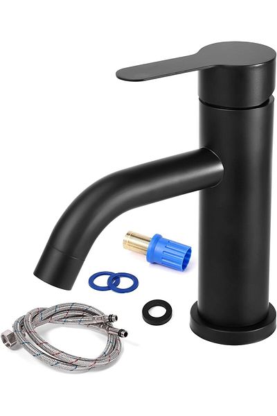 COOYA Water Tap, Single Tap for Sink, with Included Hoses, Mixer Faucet for Bathroom, Kitchen, Wash Basin