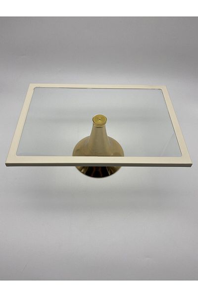 Fiyakalı Ürünler Atölyesi Cream Rectangular Cake Stand - Cake and Cookie Presentation Stand, Dowry, Gift and Cake Plate