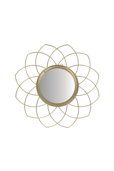 BM GİFT DESİGN Decorative wall mirror, metal frame, gold color, 26 cm