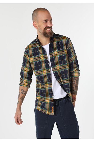 Colin's Cămașă cu mânecă lungă pentru bărbați, cu gât în ​​ecos, cu croială normală