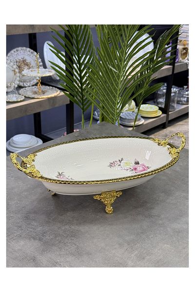Doğudeko Pink & More Oval 2 Compartment Footed Avangarde Service