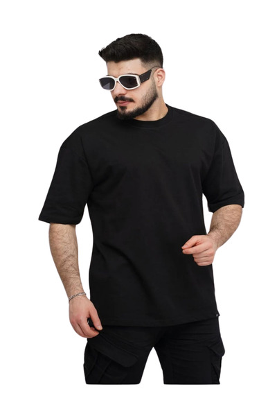 TARZZİNG Erkek Sade Basıc Kalın Kumaş Tam Oversize Bol Kalıp T-Shirt