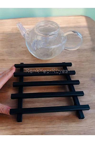 RENK YAPI RÜYASI Modren Black Trivet: Teapot, Pan, Pot Alpha Modern Black Trivet