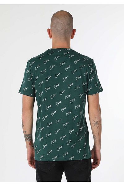 Colin's Regular Fit Round Neck Printed Men's Green Short Sleeve T-Shirt