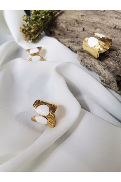 Luna Jewelry Kadın Gold Renk Özel Tasarım İkili Oval Detay Ayarlanabilir 316L...