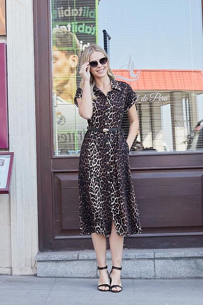 Jument Μίντι φόρεμα Leopard Motif Off Shoulder με Προσαρμογή - Πειρασμένο και Μοντέρνο