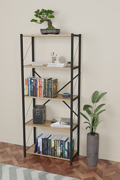 mobecohome Kitaplık 5 Raflı Ev Dosya Kitap Rafı Ceviz