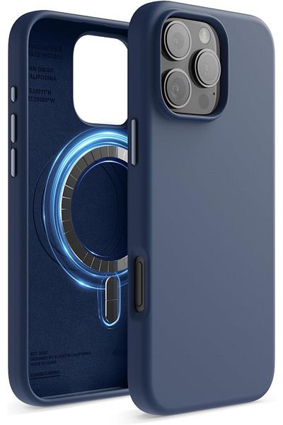 Elago Magnetic Liquid Silicone for iPhone 16 Pro MAX case cover compatible with MagSafe Jean Indigo