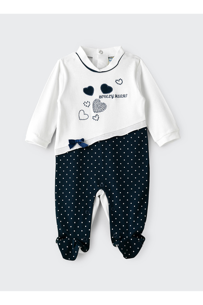 Basicxx Baby Girl White and Blue Heart Onesie
