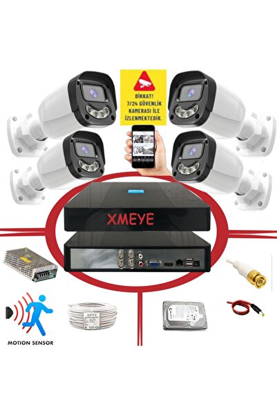 BİSES 4 lü Hareket Algılayan 5 MP Lens 4 Warm Led Gece Renkli Gösteren Güvenl...