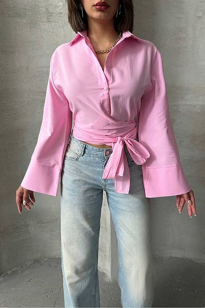 Neşeli Butik Women's Lacing Detailed Design Shirt Nbg080
