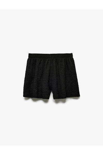 Koton Regular Fit Textured Mini Shorts with Elastic Waist