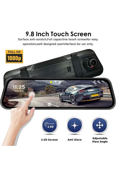 3XR 9.8'' Starlight Night Vision Dash Cam Dual 1080P HD Loop Recording, G-Sensor, Parking Monitor, 128GB