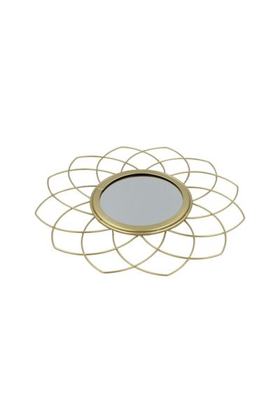 BM GİFT DESİGN Decorative wall mirror, metal frame, gold color, 26 cm