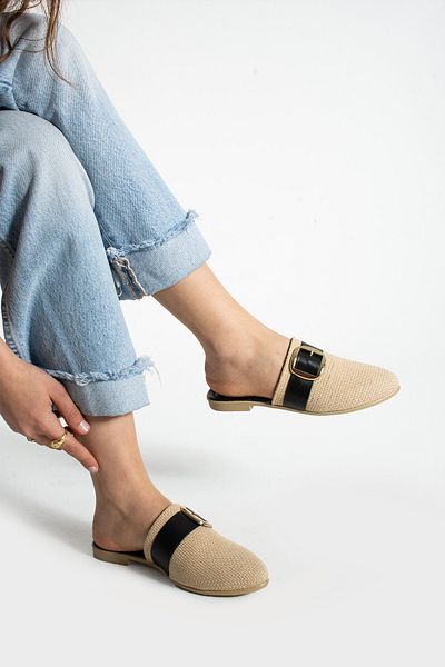 Moda Devrin Γυναικείες παντόφλες με κλειστή πόρπη από μαύρη γιούτα Παντόφλες για το σπίτι και το εξωτερικό