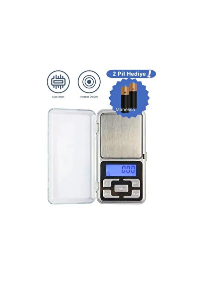 Manessa Pil Hediyeli Dijital Hassas Elektronik Kuyumcu Cep Terazisi Tartı 500 gr