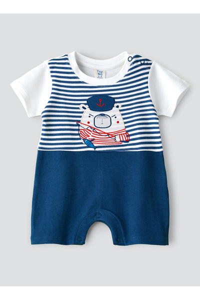 Basicxx Baby Boy Blue Striped Sailor Bear Onesie