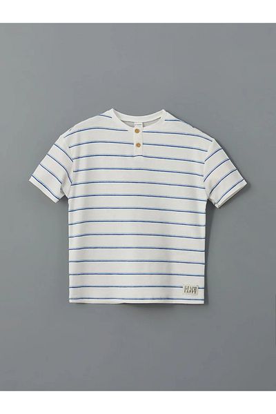 LC Waikiki Lcw Kids Ecru Stripe Boys T-Shirt and Pants 2Pcs