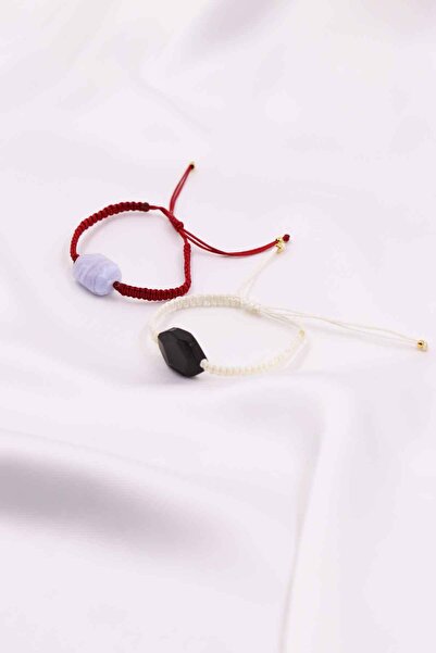 MYTAKIAĞACIMFH حجر التورمالين حجر العقيق الأسود (OVAL) سوار من الحجر الطبيعي ...