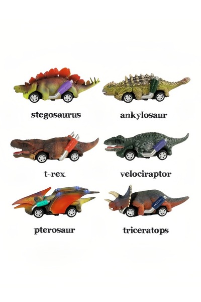Yelajoy 6 Pack Dinosaur Toy Pull Back Cars,14 X 12.5 X 8.5cm,Made of Non-Toxic,Safe Environmentally