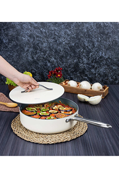 Zilan Ψηλό τηγάνι ZLN0880 με καπάκι από 5 στρώσεις υλικού, λαβή από ανοξείδωτ...