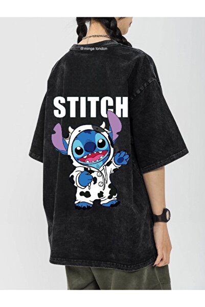 Minga London Tricou oversize lavabil cu imprimeu în față/spate, negru Pleasan...