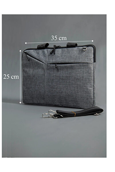 Polina Simple Macbook Air- Pro 13-13.3-14 Inç Darbeye Karşı Korumalı Su Geçirmez Laptop Çantası. Gri