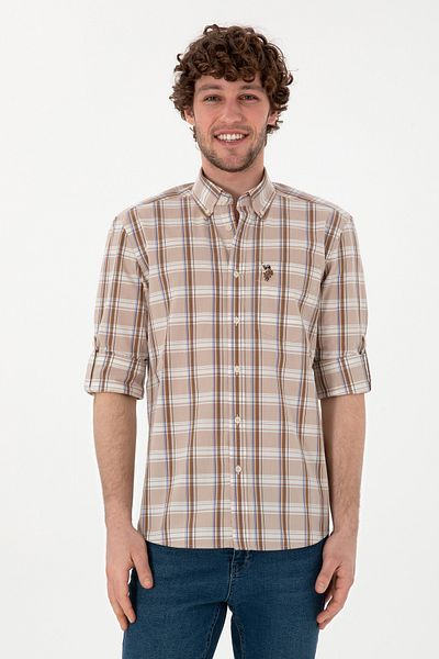 U.S. Polo Assn. Men's Light Khaki Long Sleeve Shirt 50299604 -Vr183