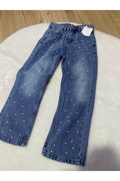 cgboutiquestylekids Boncuk Detaylı Kız Çocuk Jean Pantolon