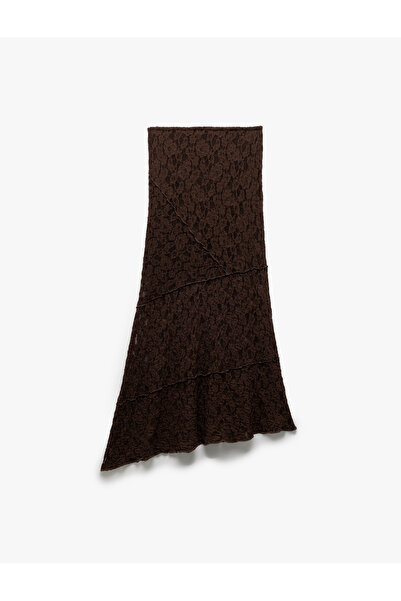 Koton Асиметрична миди пола с дантела и подплата