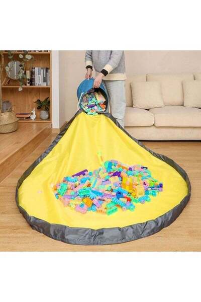 Yelajoy Foldable Toy Storage Basket,With Play Mat,Lid Connected to the Storage Basket,Toys Would NO Fall Out