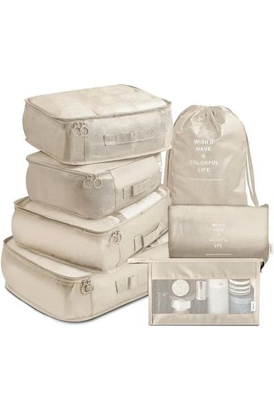 COOYA 7-Piece Travel Organizer Luggage Set,Top Visible Mesh,Transparent & Breathable,Waterproof Fabric
