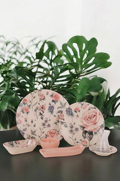 Keramika 19 Piece Rose Patterned Breakfast Set