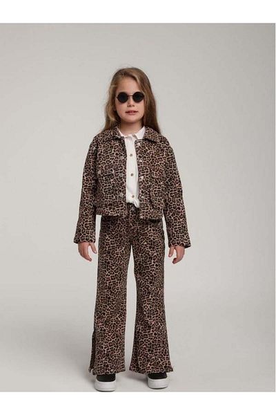 Zekids Girl's Lycra Leopard Slit Flared Trousers