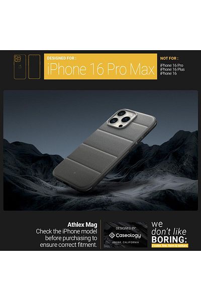 caseology Athlex Mag for iPhone 16 Pro MAX Case Cover [MagSafe compatible] - Active Gray