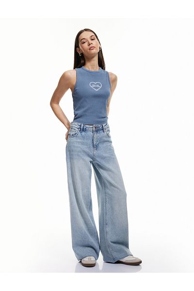 Koton Tricou imprimat fără mâneci cu gât cu șalter