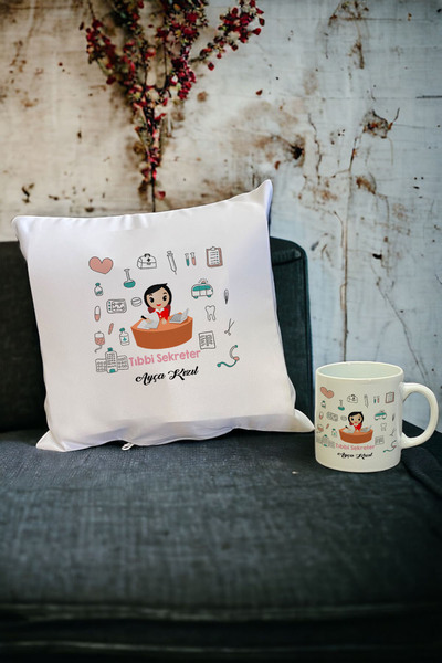Hediyelen Tıbbi Sekreter Kupa Bardak ve Yastık Set