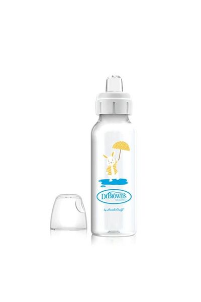 Dr.Brown's 8 oz/ 250 ml PP Narrow Mouth + Sippy Baby Bottle Cup, Rabbit, Single Pack