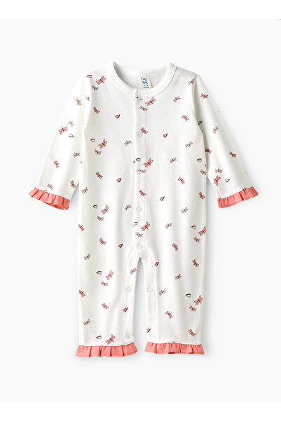 Basicxx بدلة نوم للبنات بأكمام طويلة وطبعة يعسوب مع تفاصيل كشكشة