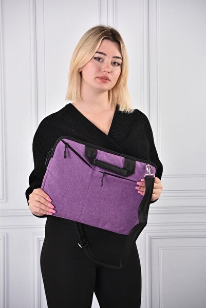 Polina Simple Macbook Air- Pro 13-13.3-14 Inç Darbeye Karşı Korumalı Su Geçirmez Laptop Çantası. Mor