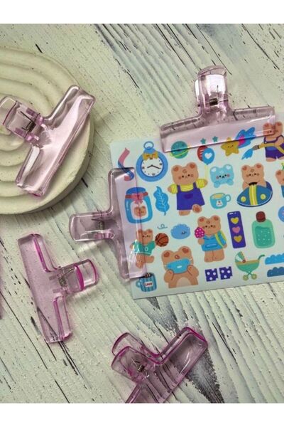 Kağıt Gemi Dükkan Şeffaf Pembe Renk Çok Fonksiyonlu Fotoğraf Klipsi/Fotoğraf Mandalı /Ataş / Kitap Ayracı