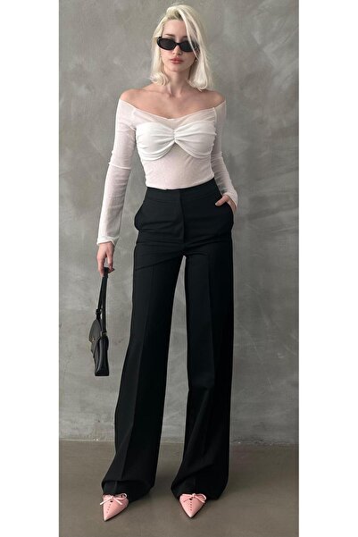 Madmext Siyah Yüksek Bel Kumaş Pantolon MG2284