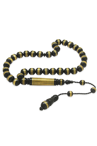 Tesbihane Systemed Brass Spiral Cylinder Cut Ovened Kuka Rosary