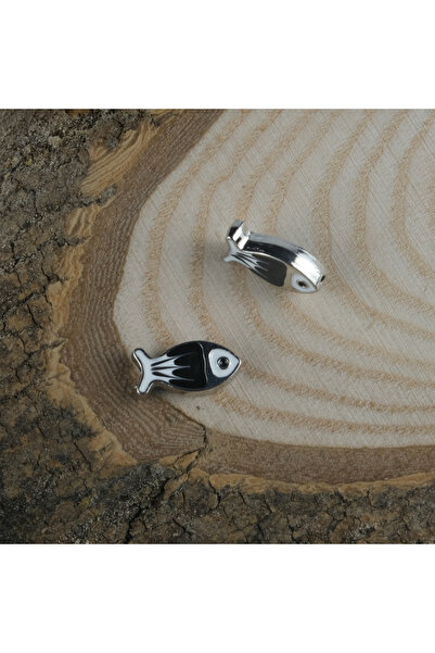 Prestij Boncuk Srebrna metalna figura ribe, crno-bela šarena ogrlica, narukvi...