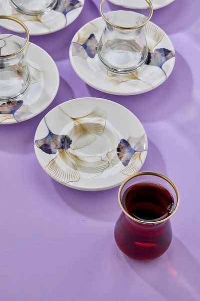 Babion Luxury Ceramic 6-Person Tea Plate Ginkgo Tea Plate