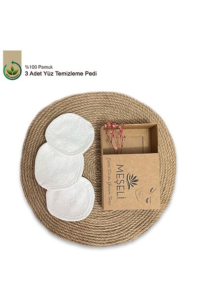 MEŞELİ TEKSTİL 3-Piece Makeup Remover Pad 100% Cotton Reusable Washable.