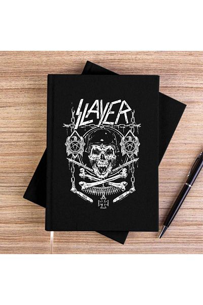 Z zepplin Slayer Gun and Chain Black Canvas Notebook